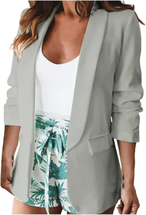 2024 Classic Blazers for Women Long Sleeve Lapel Business Jackets Casual Loose Open Front Cardigans Fall Fashion Suit