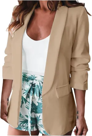 2024 Classic Blazers for Women Long Sleeve Lapel Business Jackets Casual Loose Open Front Cardigans Fall Fashion Suit