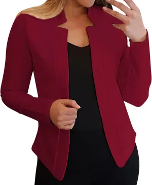 2024 Classic Casual Solid Blazers for Womens Open Front Long Sleeve Pockets Cardigans Loose Fitted Comfort Jackets