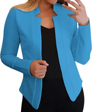 2024 Classic Casual Solid Blazers for Womens Open Front Long Sleeve Pockets Cardigans Loose Fitted Comfort Jackets