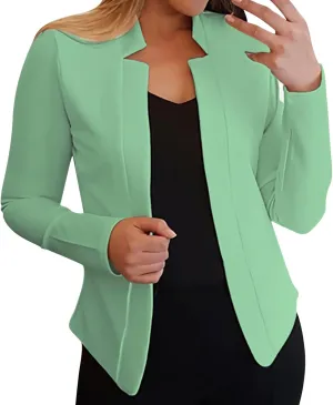 2024 Classic Casual Solid Blazers for Womens Open Front Long Sleeve Pockets Cardigans Loose Fitted Comfort Jackets