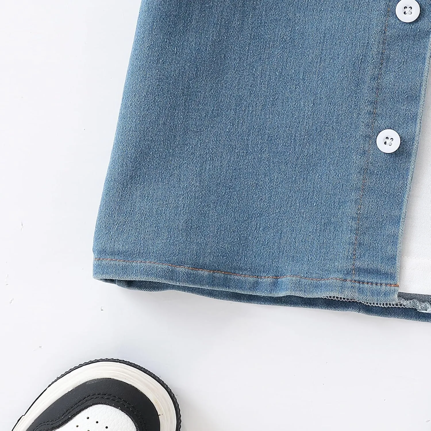 3-7T Toddler Boys Clothes Denim Outfit Set – Short Sleeve Button-Up Jean Jacket & Stretch Denim Shorts