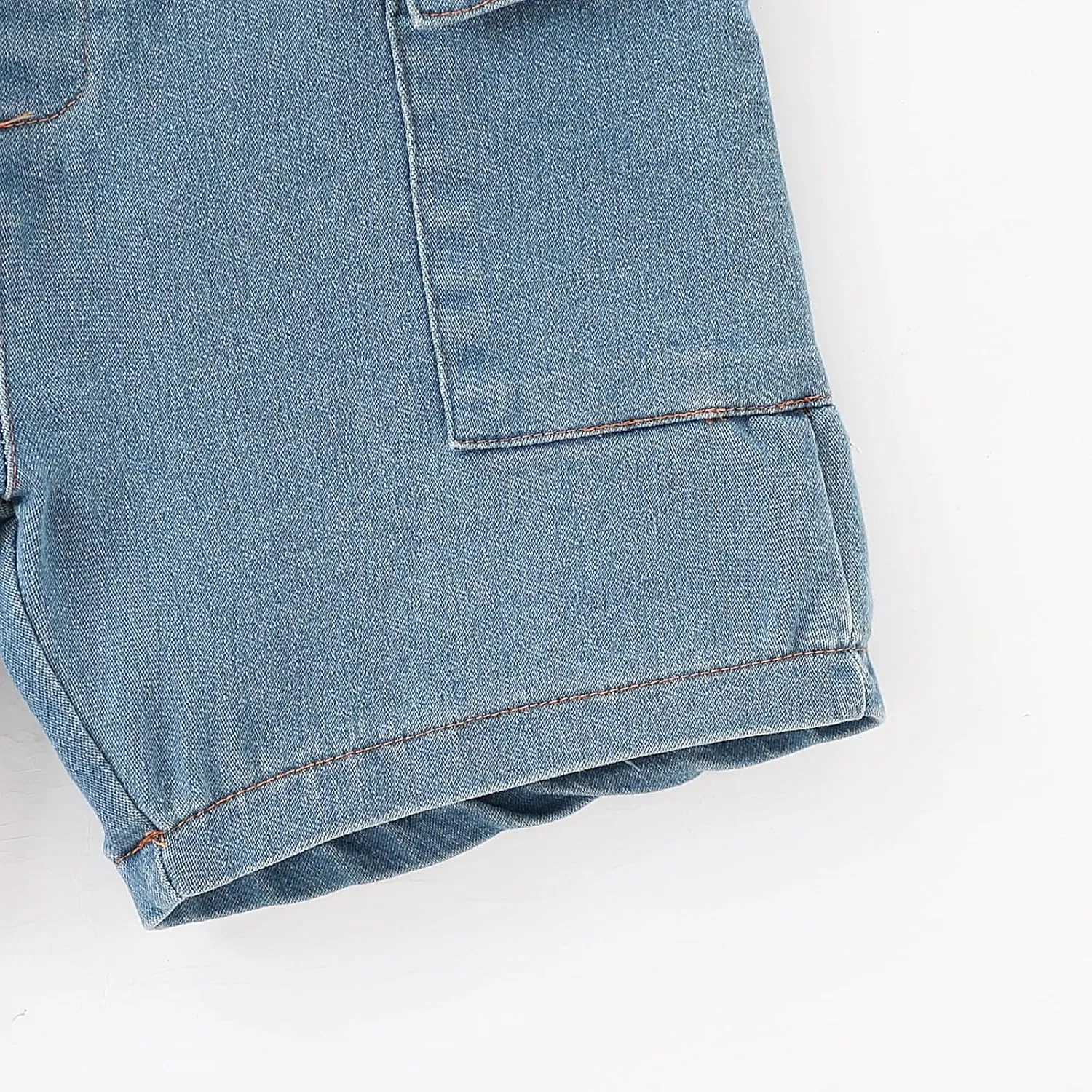 3-7T Toddler Boys Clothes Denim Outfit Set – Short Sleeve Button-Up Jean Jacket & Stretch Denim Shorts
