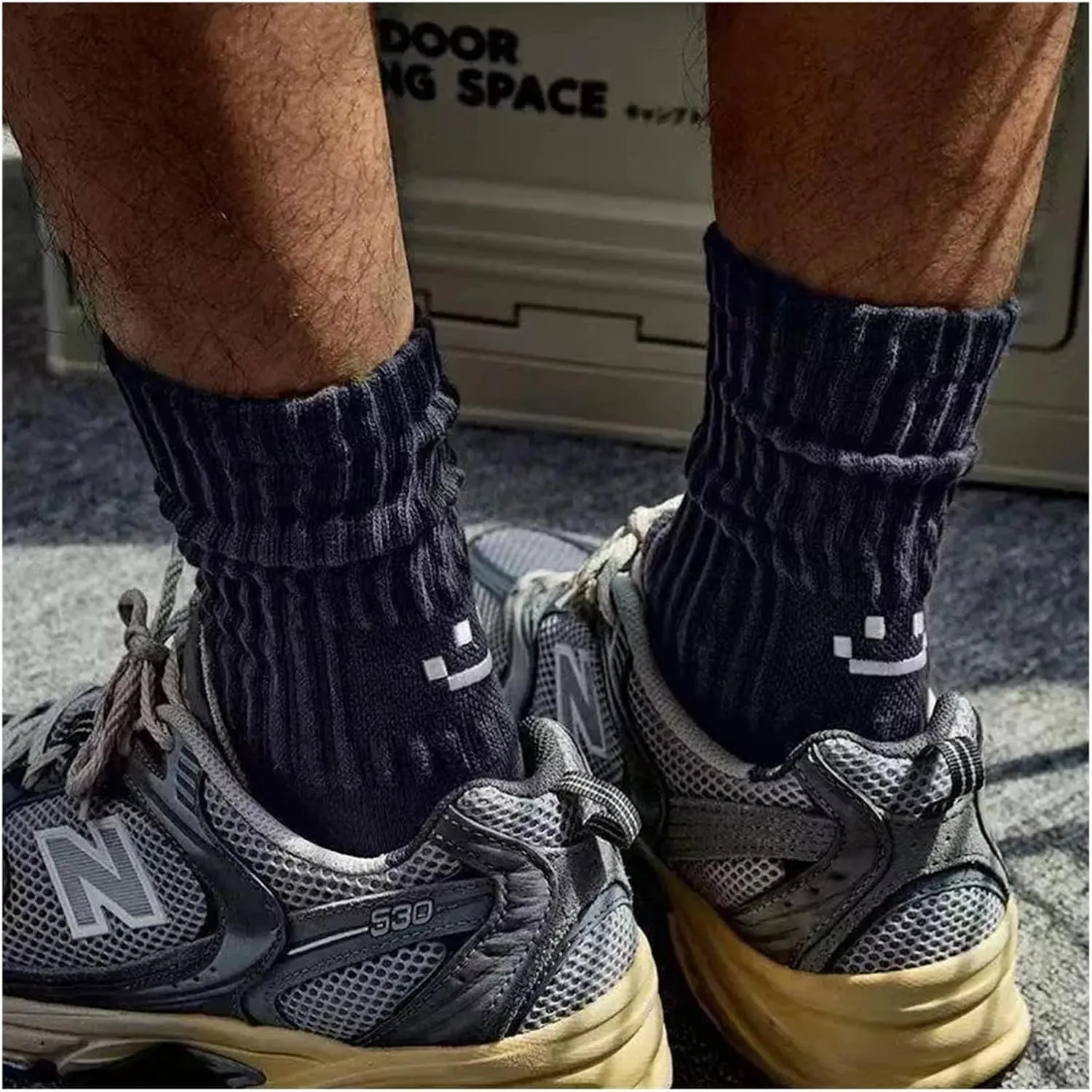 4 Pairs Men's Cotton Work Socks Cushioned Long Running Breathable Ankle Crew Casual Socks for Men Cycling
