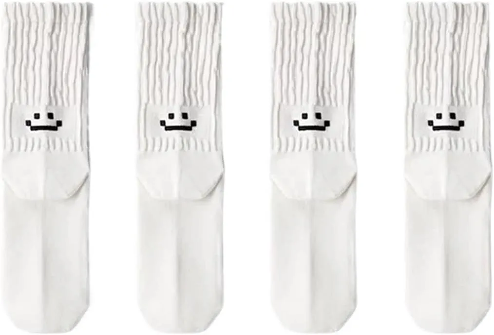 4 Pairs Men's Cotton Work Socks Cushioned Long Running Breathable Ankle Crew Casual Socks for Men Cycling
