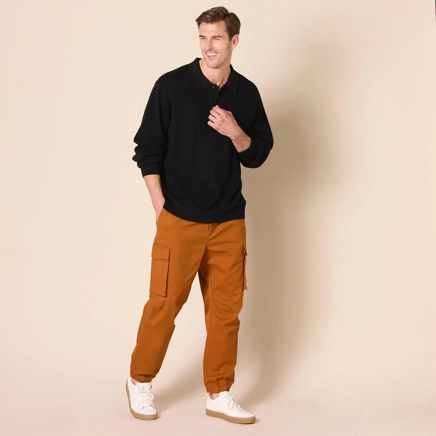 Amazon Essentials Men's Relaxed-Fit Knit Polo Sweater