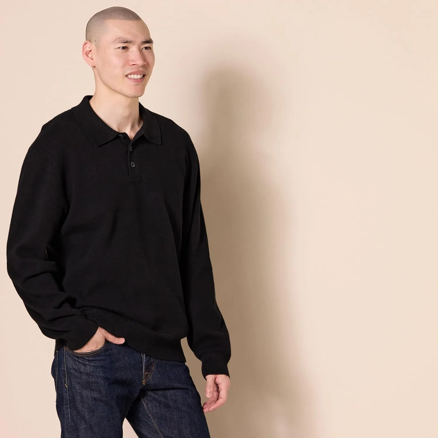 Amazon Essentials Men's Relaxed-Fit Knit Polo Sweater