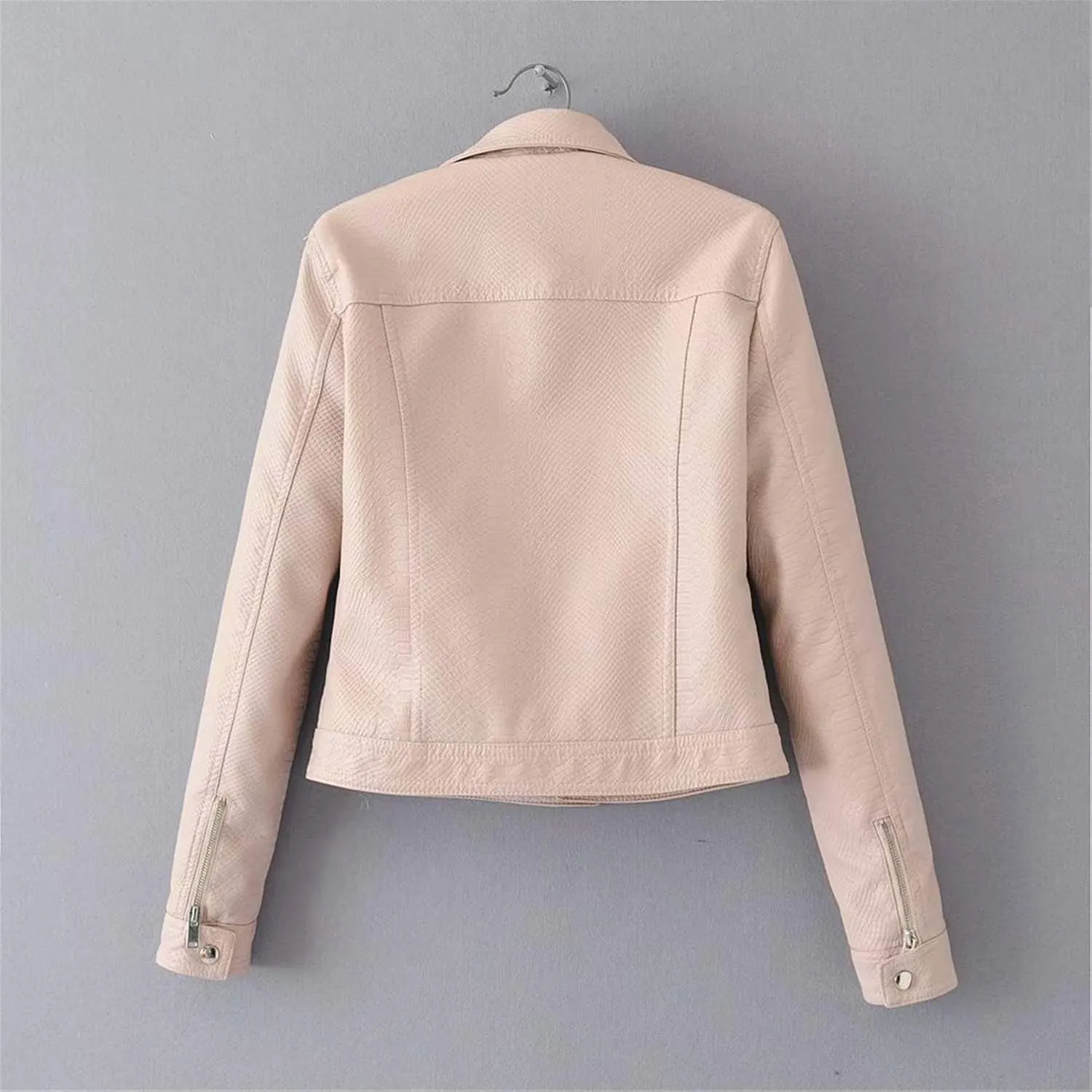 Andongnywell Women's Faux Leather Jacket Casual Short Moto Jacket for Women PU Motorcycle Biker Outwear Slim Coat