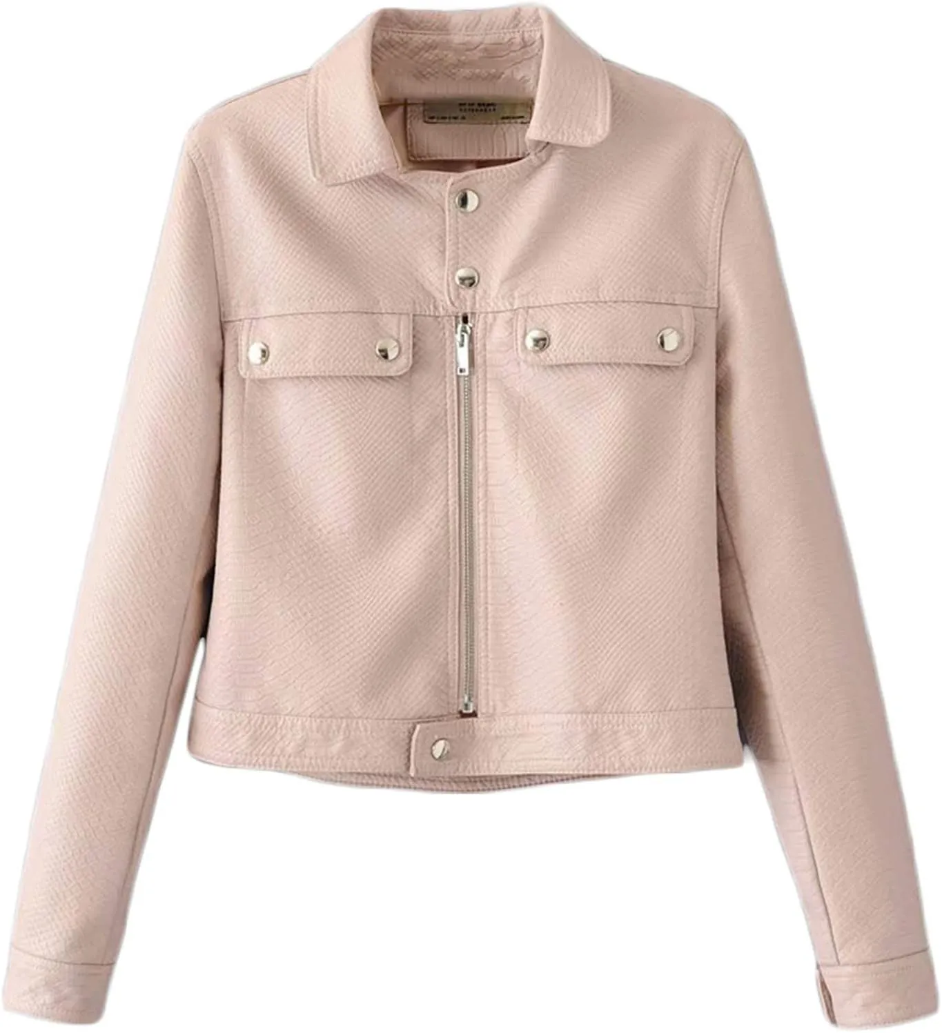 Andongnywell Women's Faux Leather Jacket Casual Short Moto Jacket for Women PU Motorcycle Biker Outwear Slim Coat