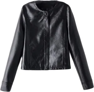Andongnywell Womens Faux Leather Jacket Women Faux Leather Moto Biker Jacket with Pockets Women's Faux Leather Short Jack