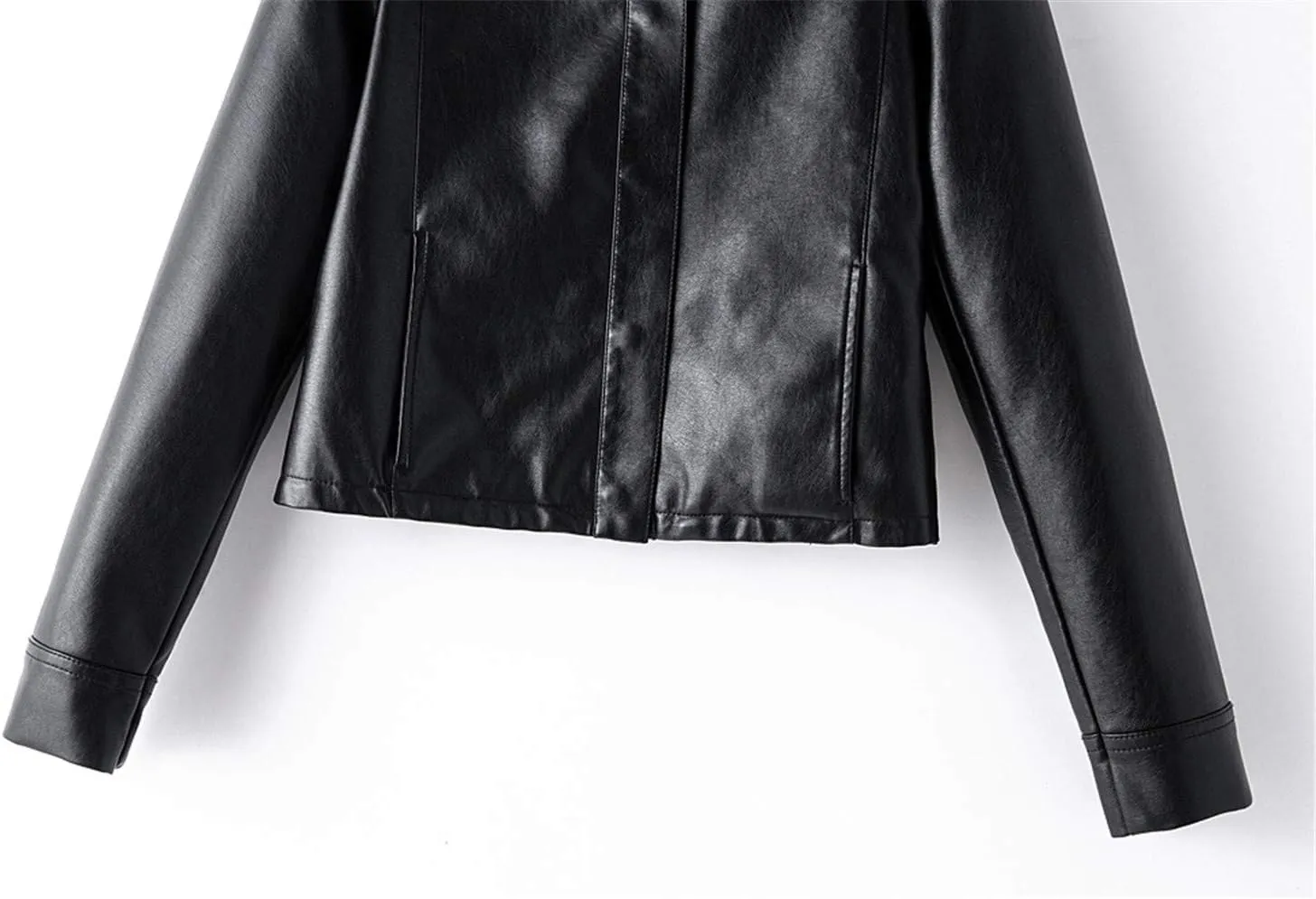 Andongnywell Womens Faux Leather Jacket Women Faux Leather Moto Biker Jacket with Pockets Women's Faux Leather Short Jack