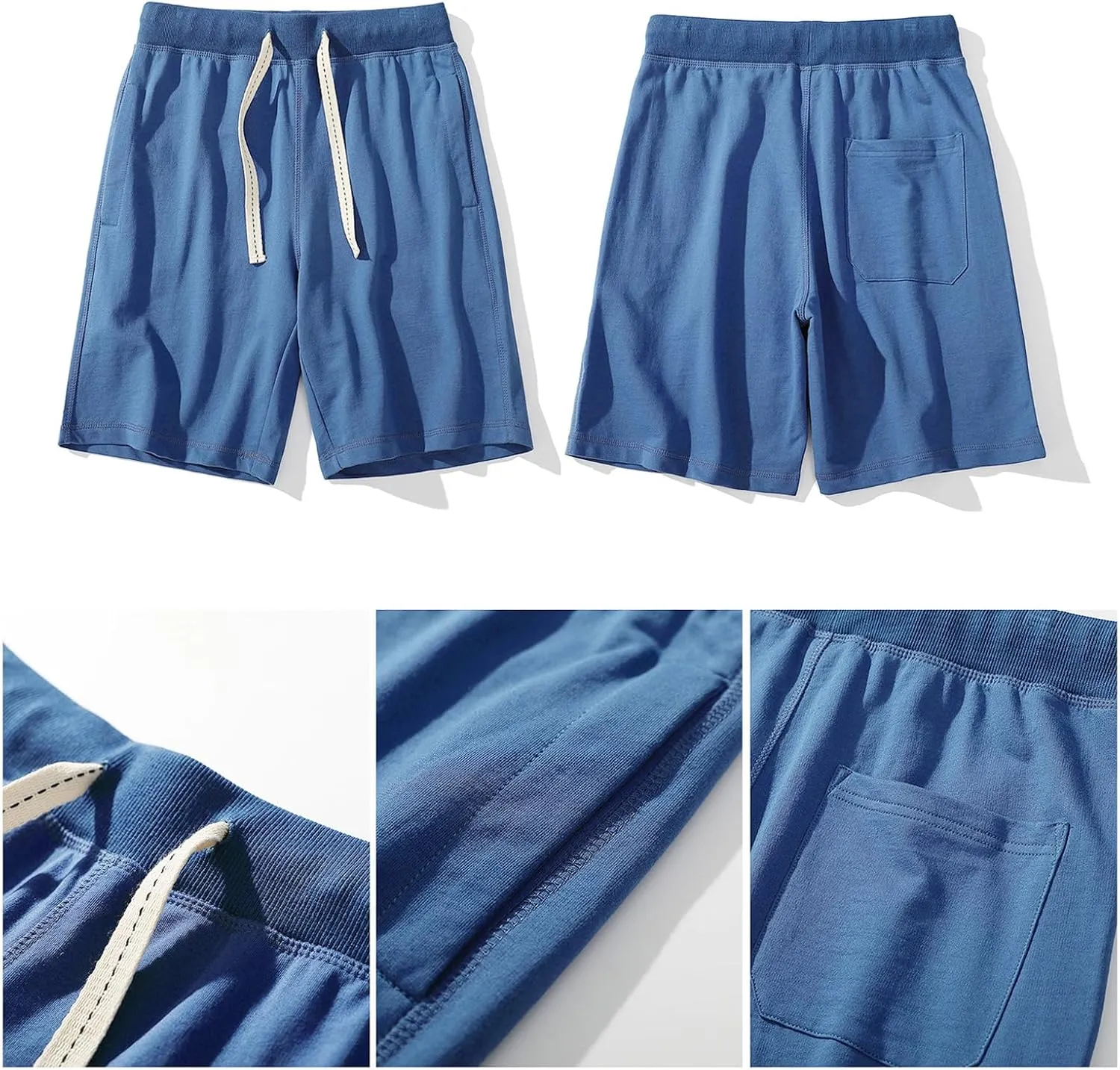 ANUFER Mens Cotton Sport Running Shorts Elastic Waist Casual Lounge Shorts with Pockets
