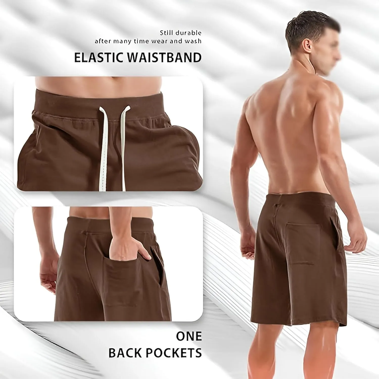 ANUFER Mens Cotton Sport Running Shorts Elastic Waist Casual Lounge Shorts with Pockets