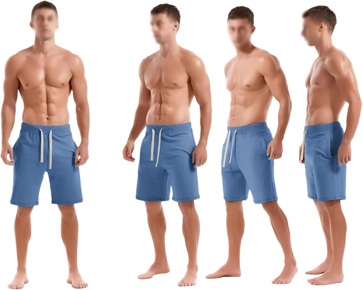 ANUFER Mens Cotton Sport Running Shorts Elastic Waist Casual Lounge Shorts with Pockets