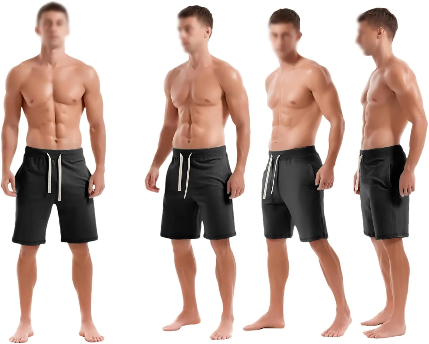 ANUFER Mens Cotton Sport Running Shorts Elastic Waist Casual Lounge Shorts with Pockets