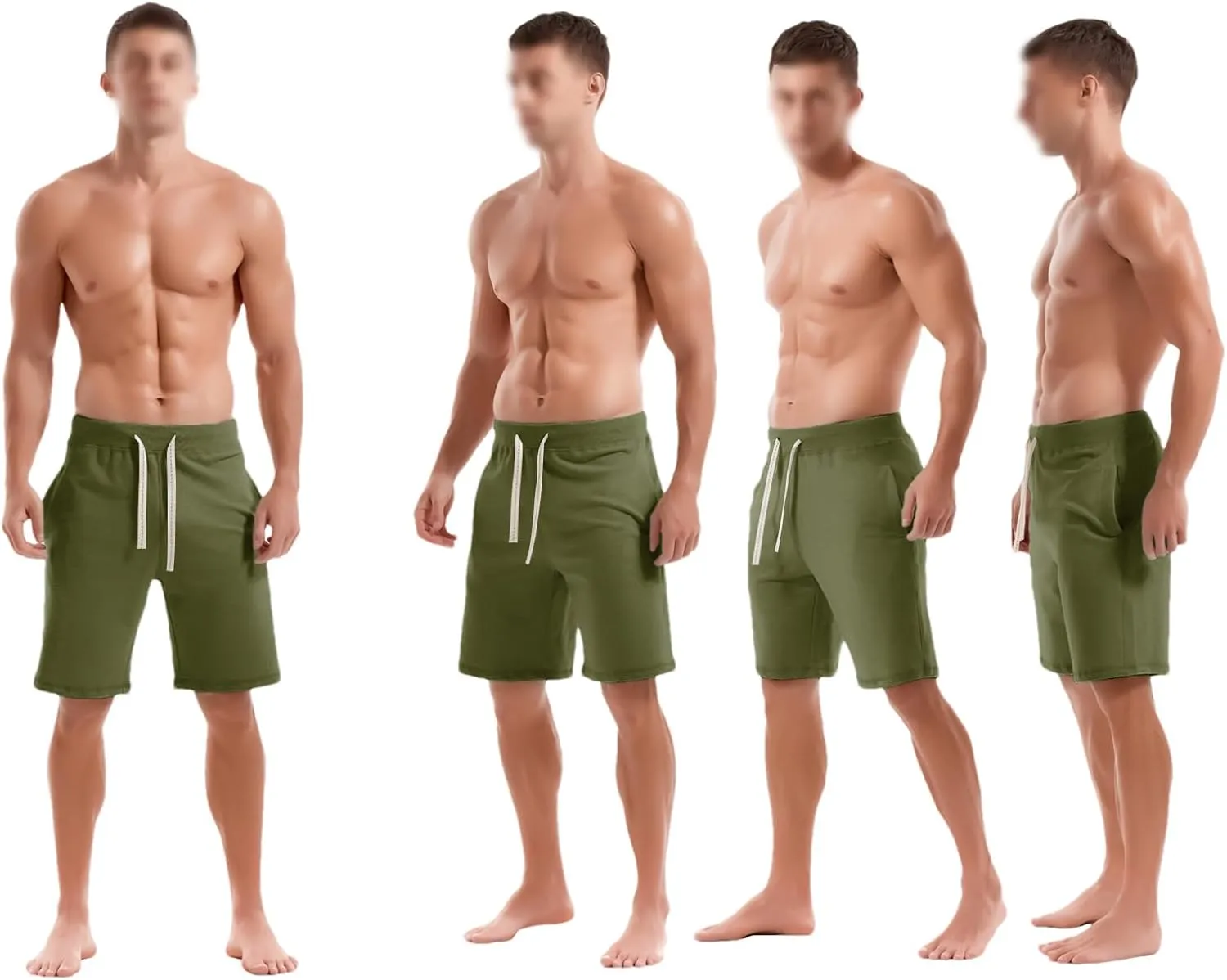 ANUFER Mens Cotton Sport Running Shorts Elastic Waist Casual Lounge Shorts with Pockets