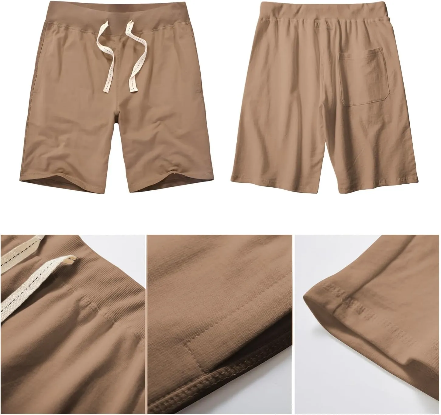 ANUFER Mens Cotton Sport Running Shorts Elastic Waist Casual Lounge Shorts with Pockets