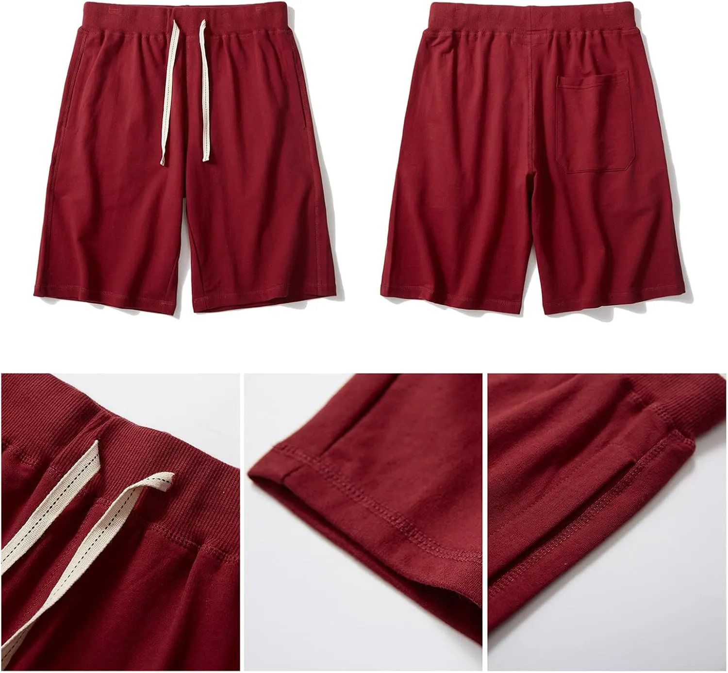 ANUFER Mens Cotton Sport Running Shorts Elastic Waist Casual Lounge Shorts with Pockets