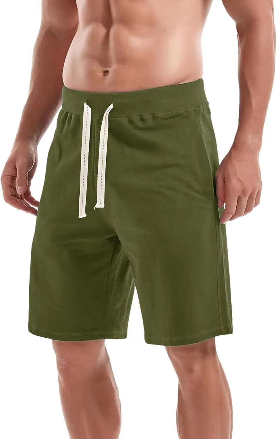 ANUFER Mens Cotton Sport Running Shorts Elastic Waist Casual Lounge Shorts with Pockets