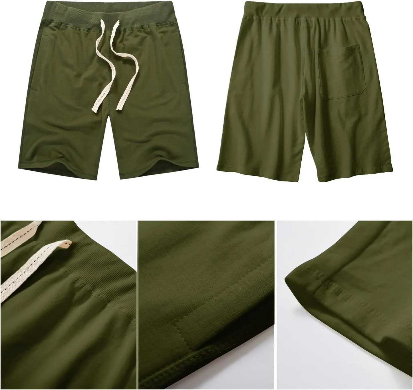 ANUFER Mens Cotton Sport Running Shorts Elastic Waist Casual Lounge Shorts with Pockets
