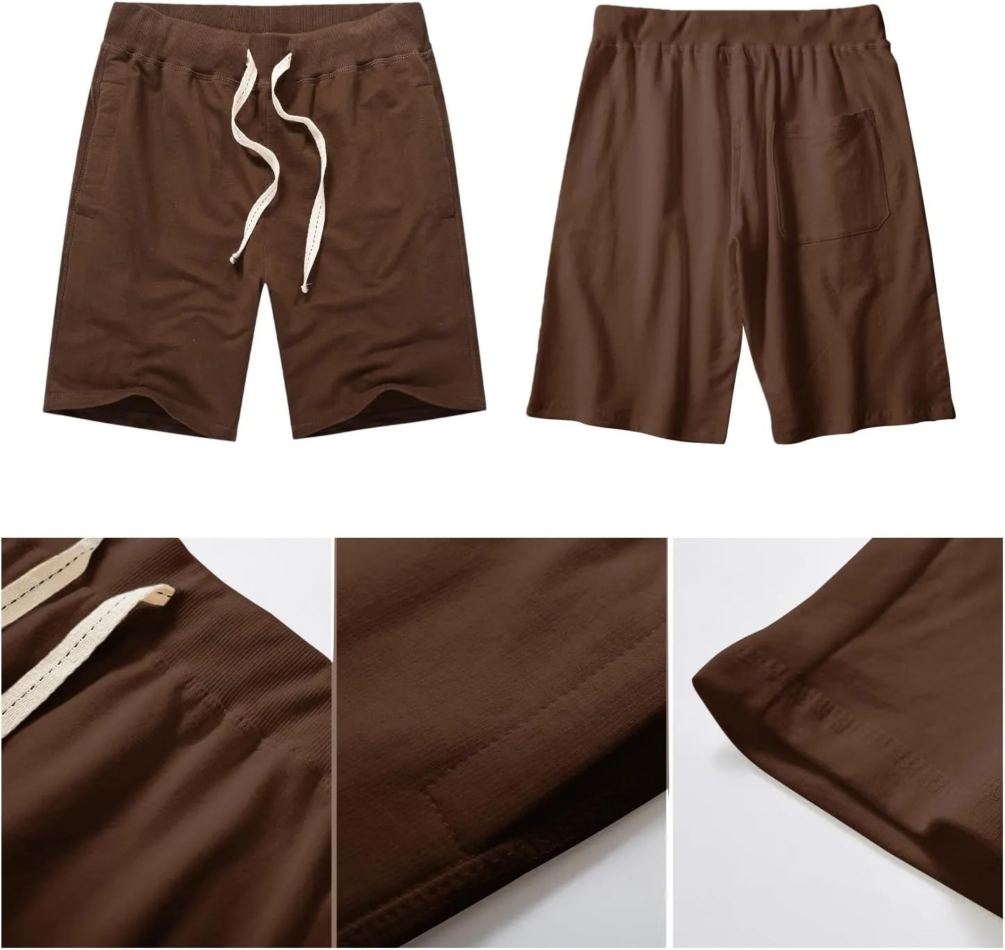 ANUFER Mens Cotton Sport Running Shorts Elastic Waist Casual Lounge Shorts with Pockets