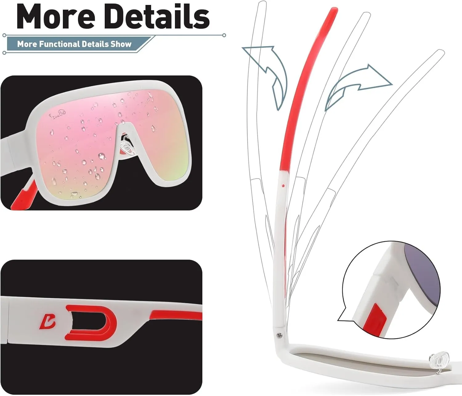 Bevi Sunglasses Polarized UV Protection with Flexible Lightweight Frame Oversize Shield Sunglasses for Men Women