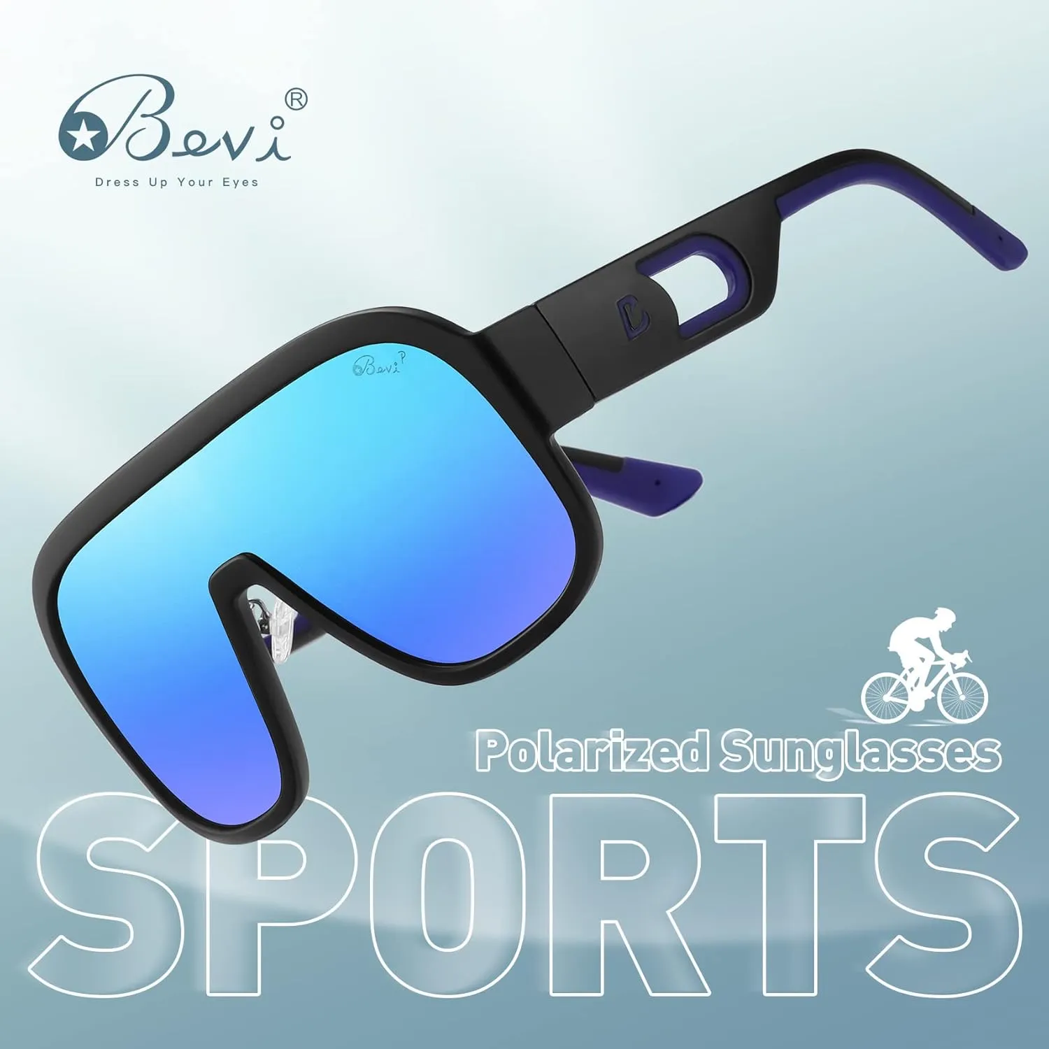 Bevi Sunglasses Polarized UV Protection with Flexible Lightweight Frame Oversize Shield Sunglasses for Men Women
