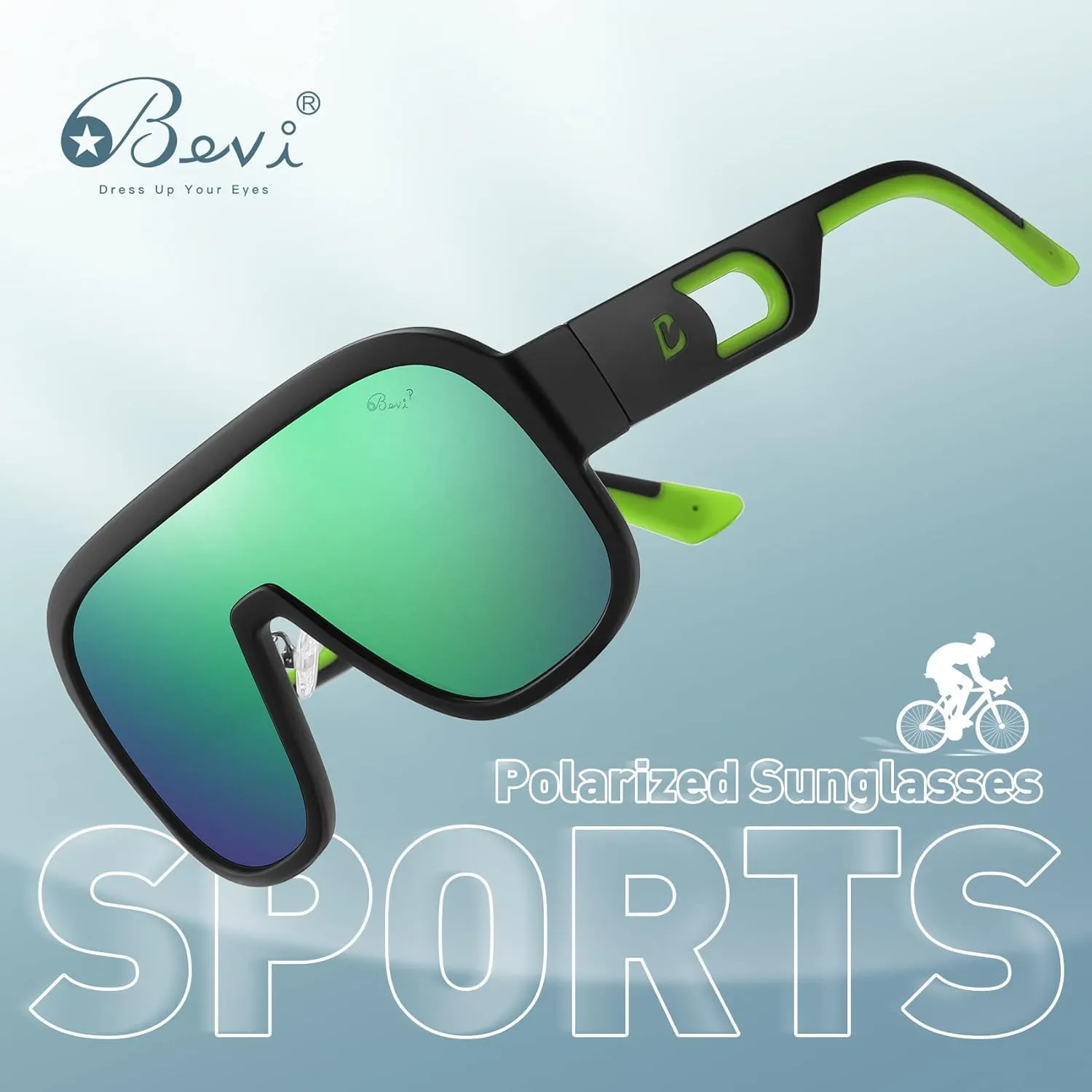 Bevi Sunglasses Polarized UV Protection with Flexible Lightweight Frame Oversize Shield Sunglasses for Men Women