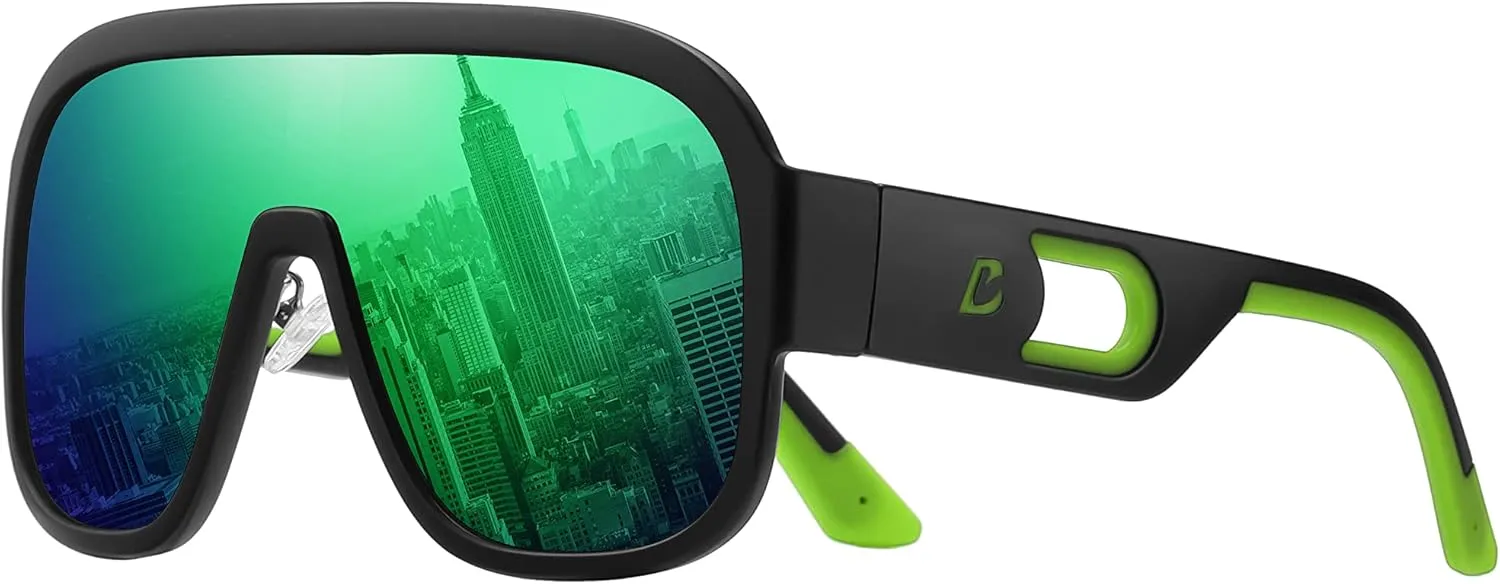 Bevi Sunglasses Polarized UV Protection with Flexible Lightweight Frame Oversize Shield Sunglasses for Men Women