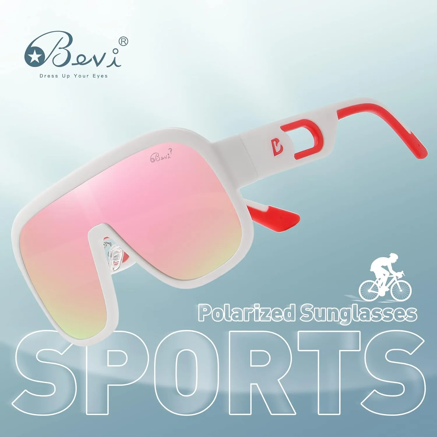 Bevi Sunglasses Polarized UV Protection with Flexible Lightweight Frame Oversize Shield Sunglasses for Men Women
