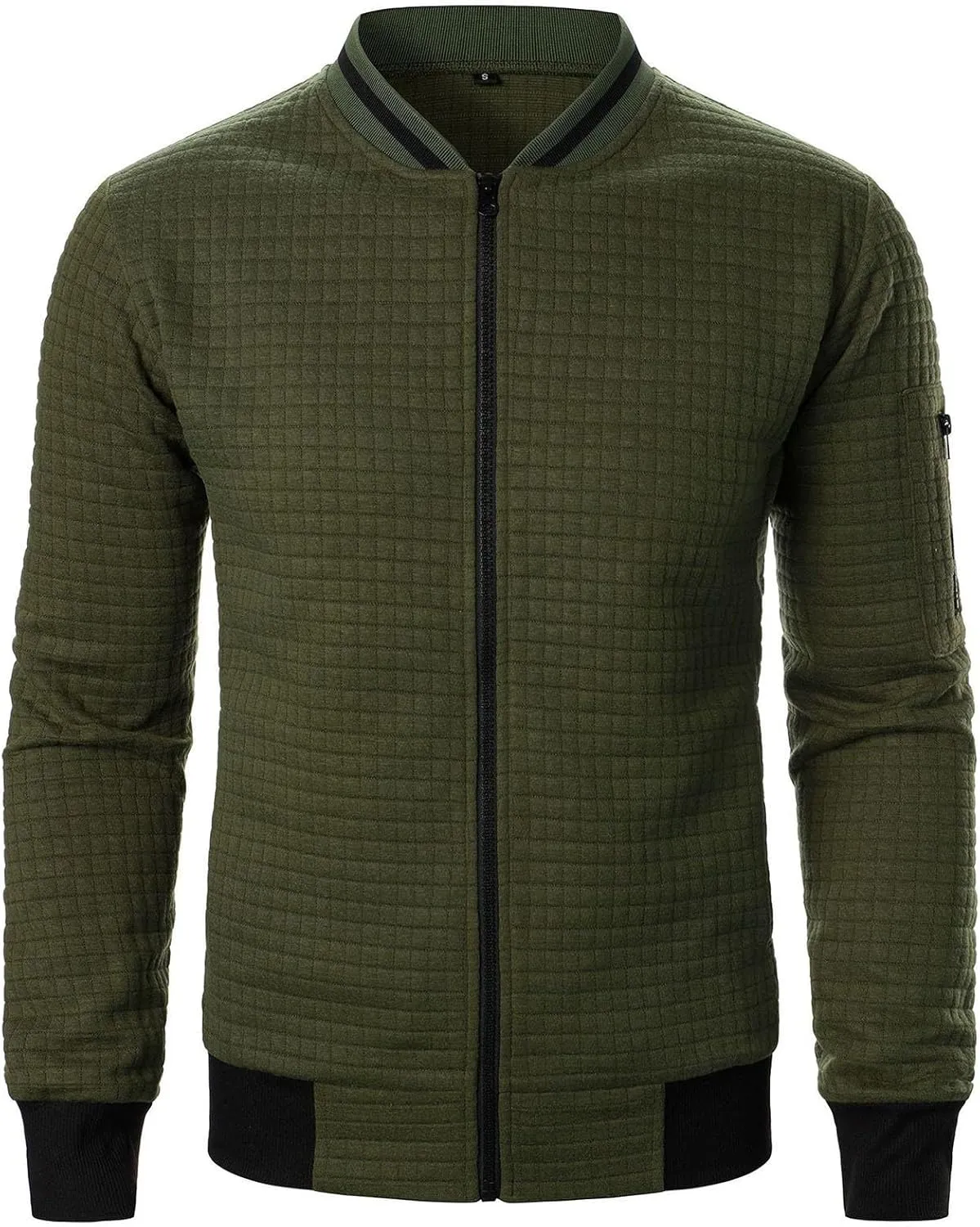 BIFUTON Men's Lightweight Jackets Bomber Jacket Textured Casual Varsity Jacket Full Zip Up Winter Jackets Outdoor Warm Coat