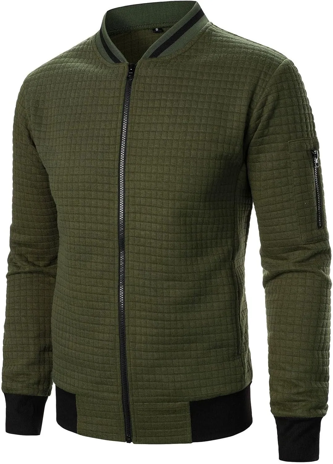 BIFUTON Men's Lightweight Jackets Bomber Jacket Textured Casual Varsity Jacket Full Zip Up Winter Jackets Outdoor Warm Coat