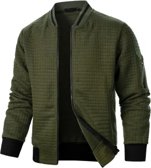 BIFUTON Men's Lightweight Jackets Bomber Jacket Textured Casual Varsity Jacket Full Zip Up Winter Jackets Outdoor Warm Coat