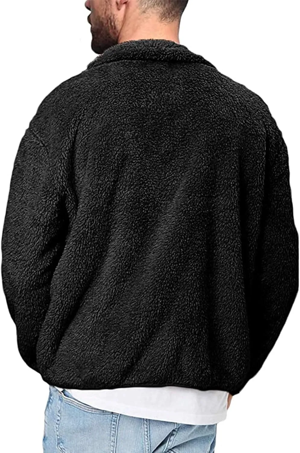 BIFUTON Winter Jackets for Men, Men's Winter Jacket Full Zip Sherpa Lined Jackets Soft Warm Stand Collar Trucker Fleece Coats
