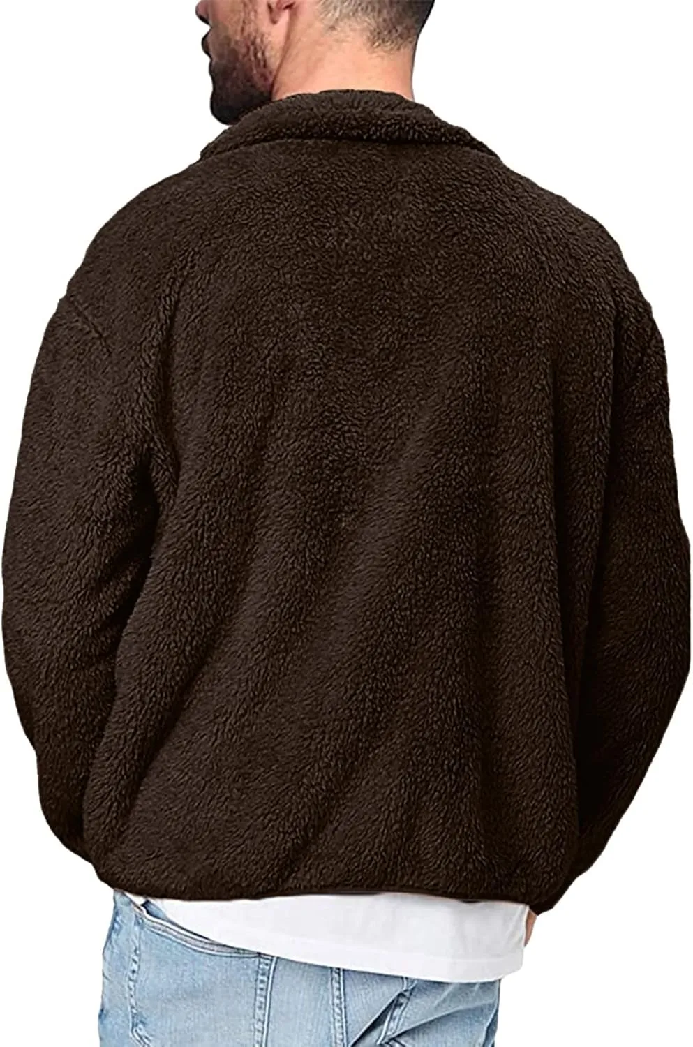 BIFUTON Winter Jackets for Men, Men's Winter Jacket Full Zip Sherpa Lined Jackets Soft Warm Stand Collar Trucker Fleece Coats