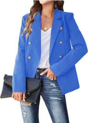 Blazer Jackets for Women Business Casual Long Sleeve Double Breasted Open Front Blazer Work 0Ffice Suit Jacket Tops