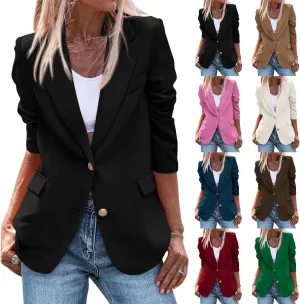 Blazer Jackets for Women Work Casual Lapel Button Down Solid Work Office Blazer Jacket 2025 Dressy Business Outfits