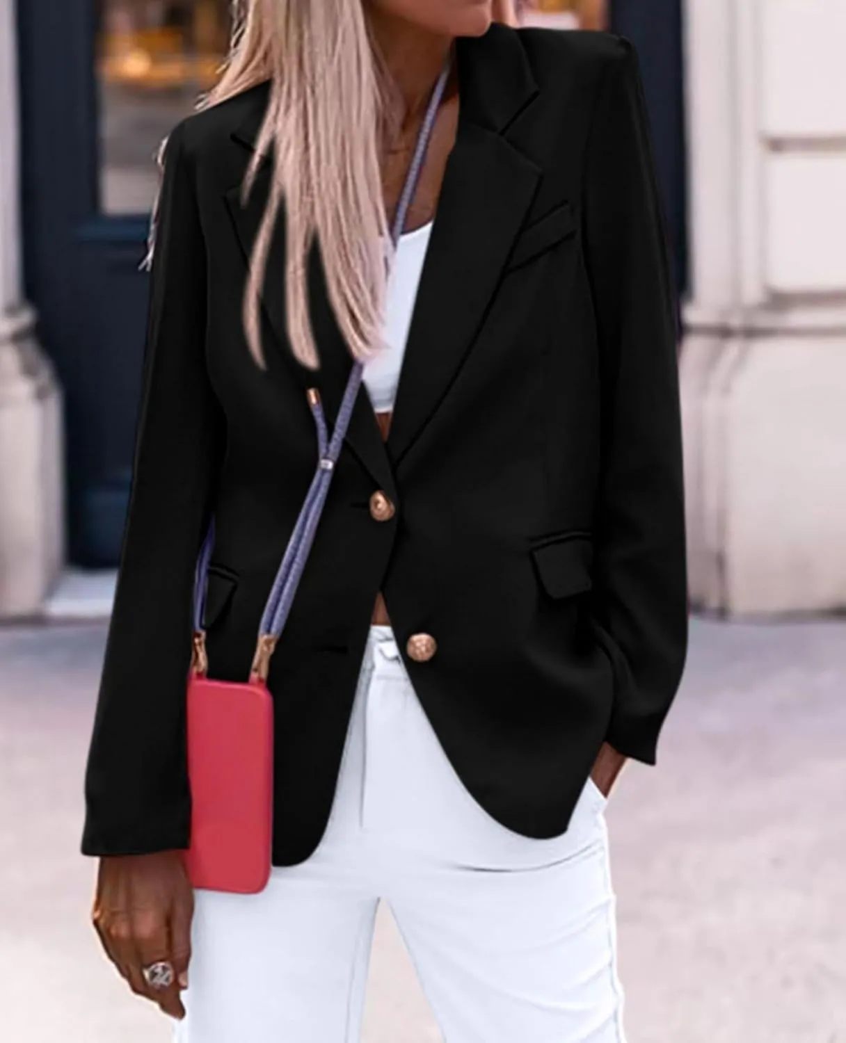 Blazer Jackets for Women Work Casual Lapel Button Down Solid Work Office Blazer Jacket 2025 Dressy Business Outfits