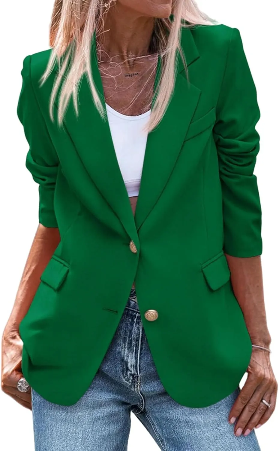 Blazer Jackets for Women Work Casual Lapel Button Down Solid Work Office Blazer Jacket 2025 Dressy Business Outfits