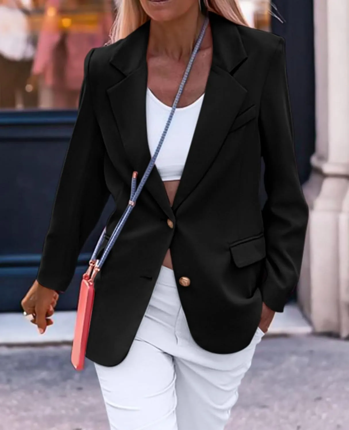 Blazer Jackets for Women Work Casual Lapel Button Down Solid Work Office Blazer Jacket 2025 Dressy Business Outfits