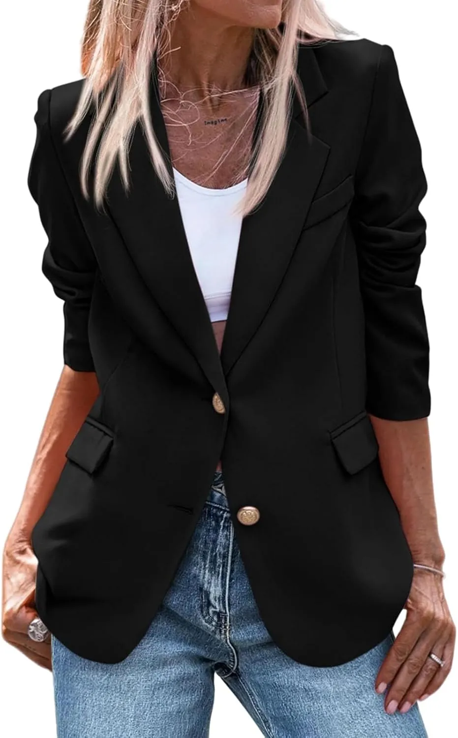 Blazer Jackets for Women Work Casual Lapel Button Down Solid Work Office Blazer Jacket 2025 Dressy Business Outfits
