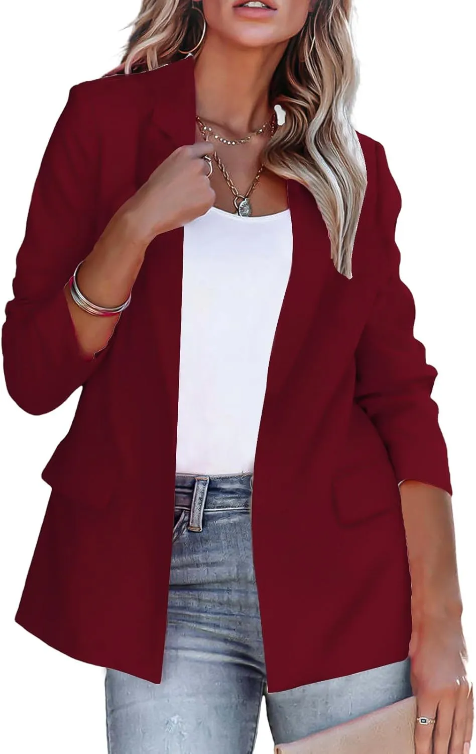 Blazers for Women Business Casual Work Office Suit Jacket Dressy Long Sleeve Lapel Open Front Lightweight Blazer