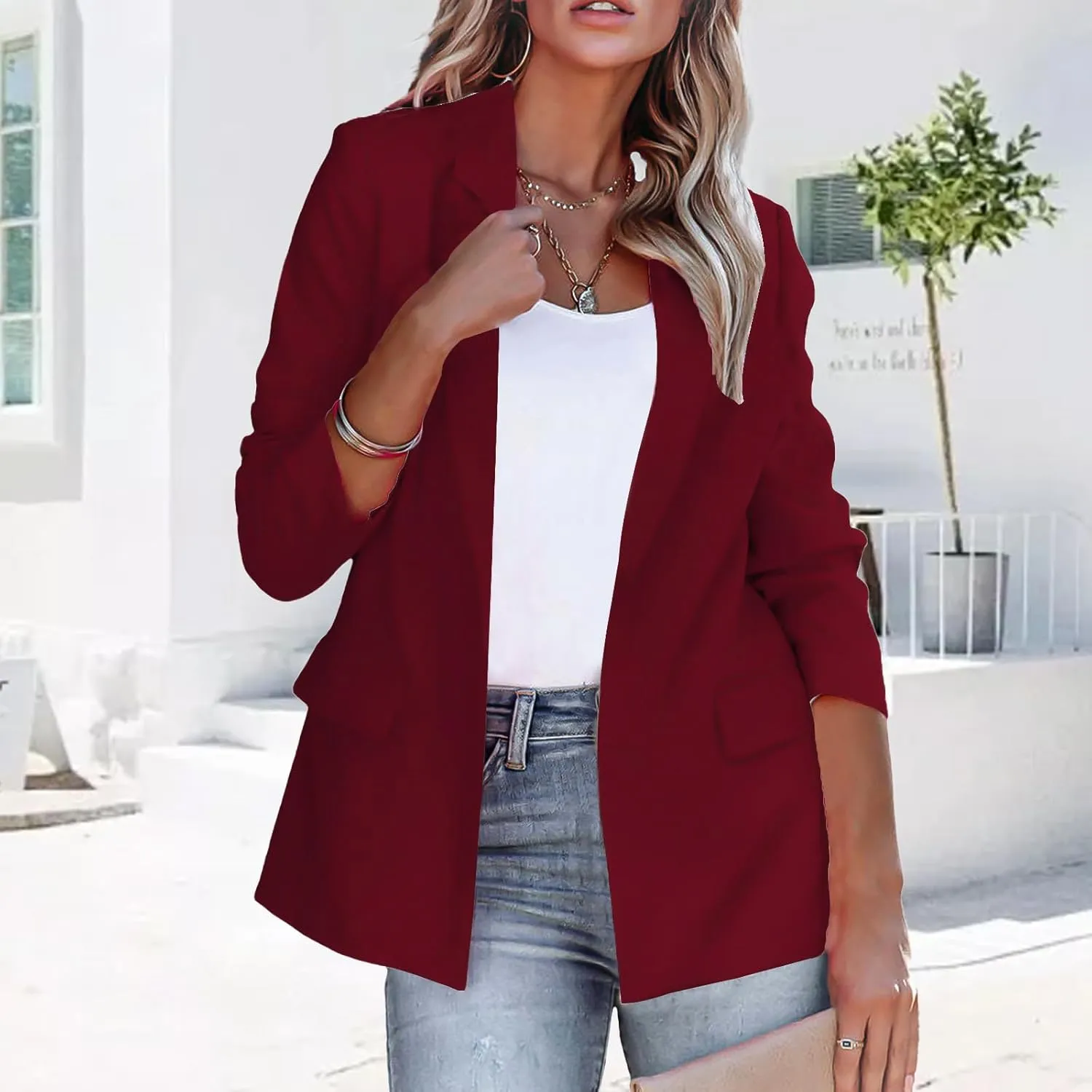 Blazers for Women Business Casual Work Office Suit Jacket Dressy Long Sleeve Lapel Open Front Lightweight Blazer