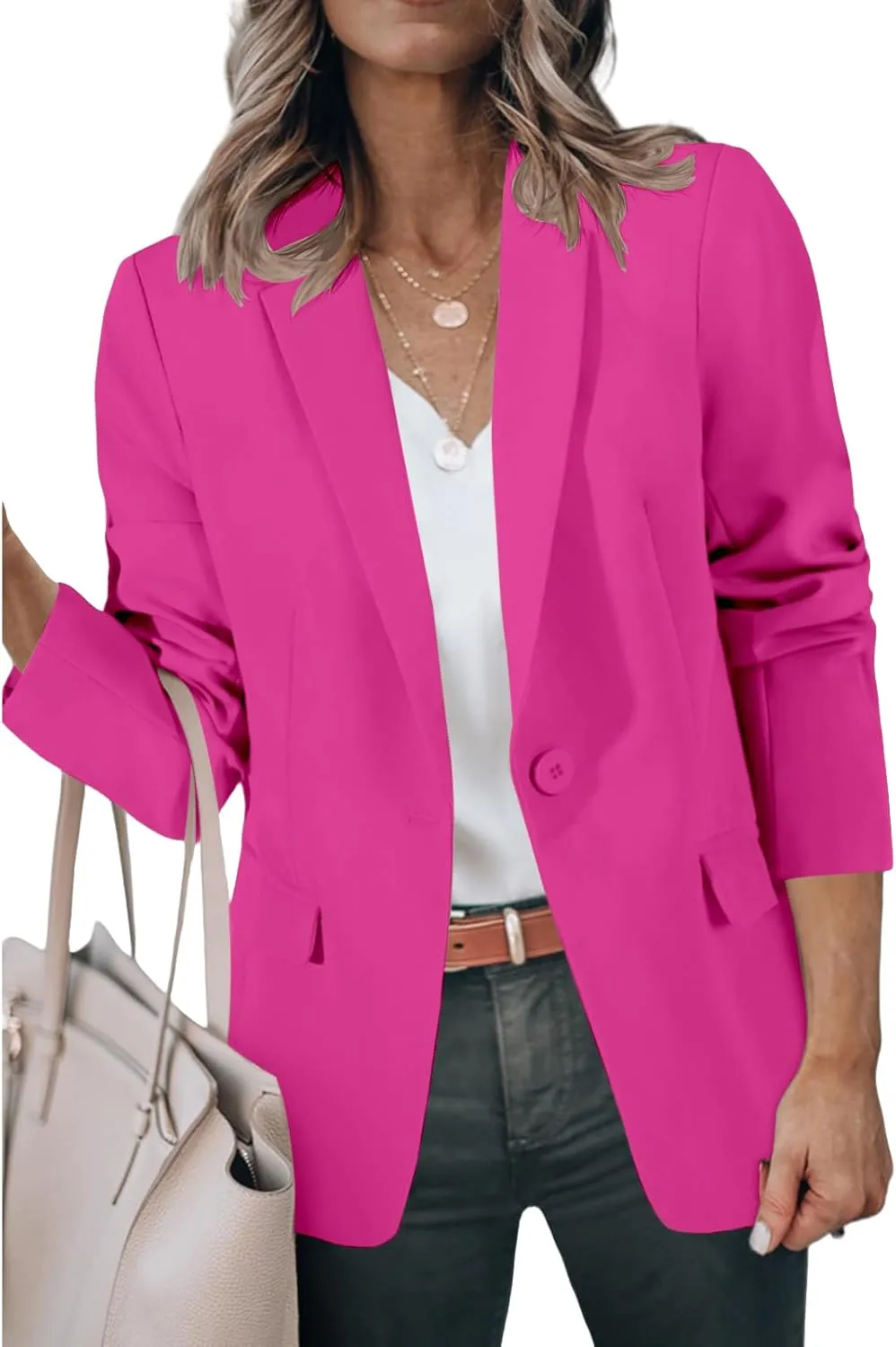 Blazers for Women Business Long Sleeve Open Front Blazers Casual Lapel Collar Jackets Work Office Suit Jackets