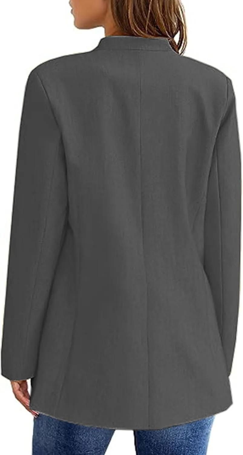 Blazers for Women Casual V Crew Long Sleeve Jackets Lightweight Button Blazers Open Front Cardigan Work Suit Blazer