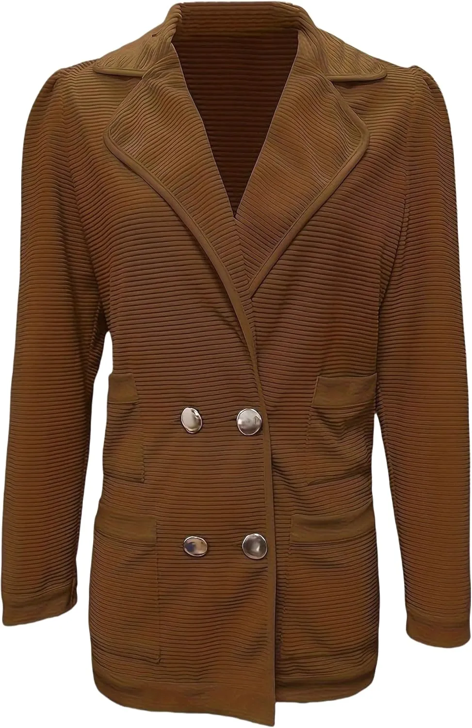 Blazers for Women Lapel Collar Long Sleeve Double Button Work Office Blazer Jackets Business Casual Tweed Blazers