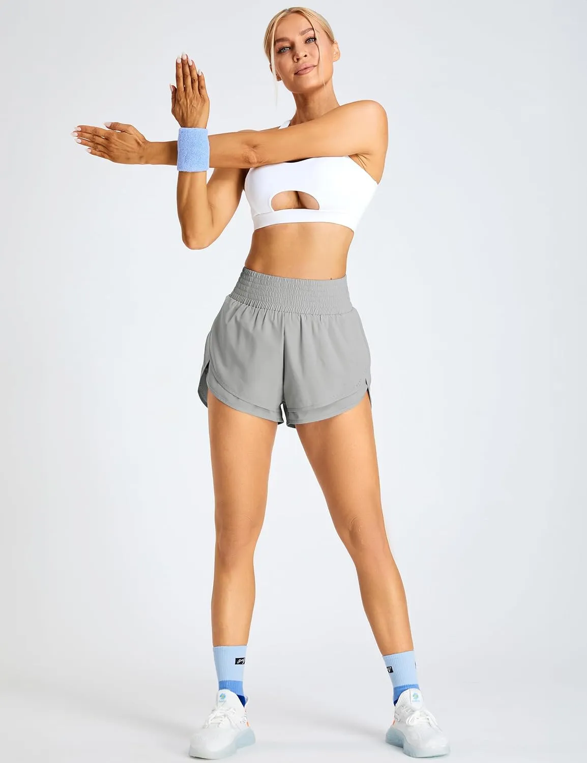 BMJL Womens High Waisted Shorts Athletic Running Short Elastic Quick Dry Gym Workout Shorts