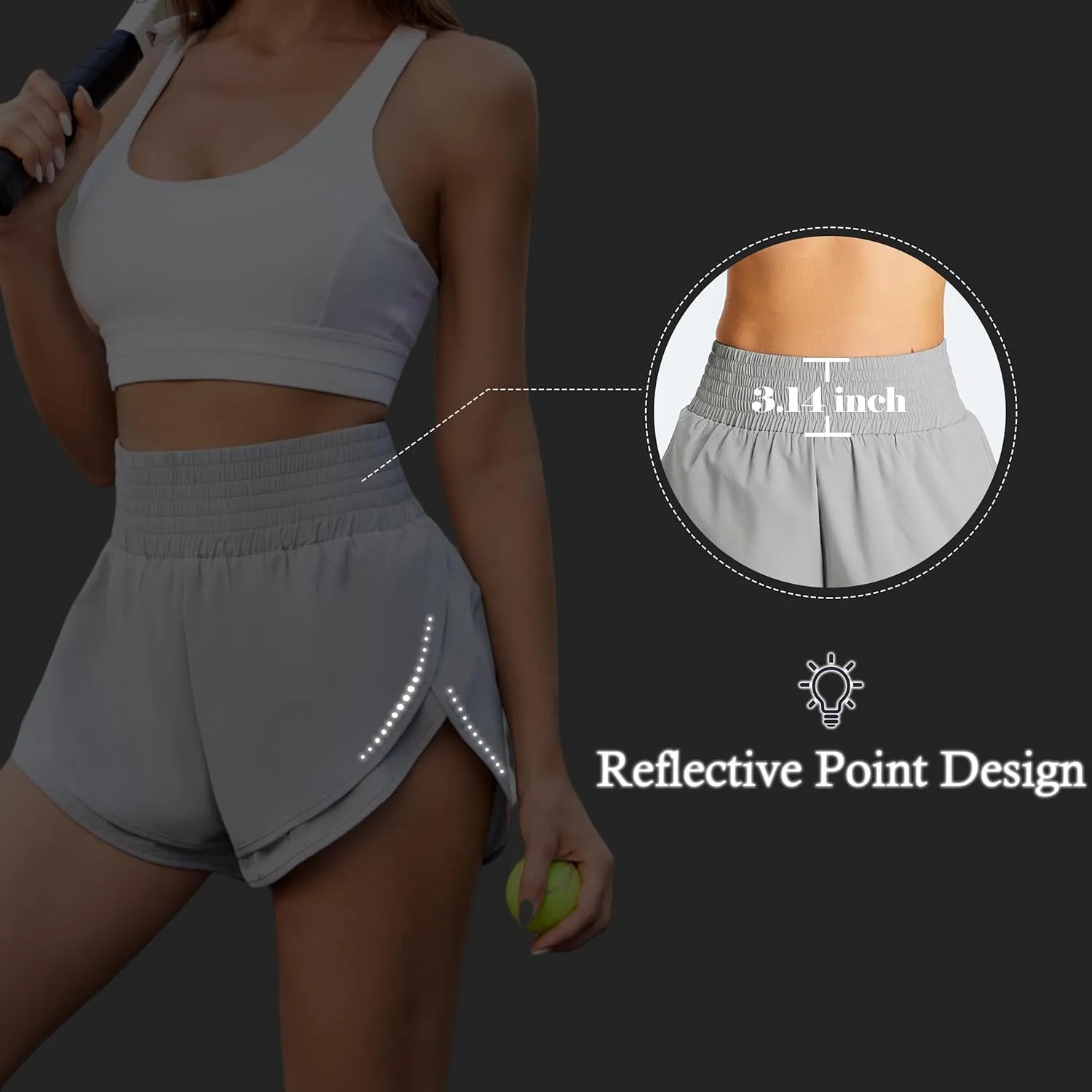 BMJL Womens High Waisted Shorts Athletic Running Short Elastic Quick Dry Gym Workout Shorts
