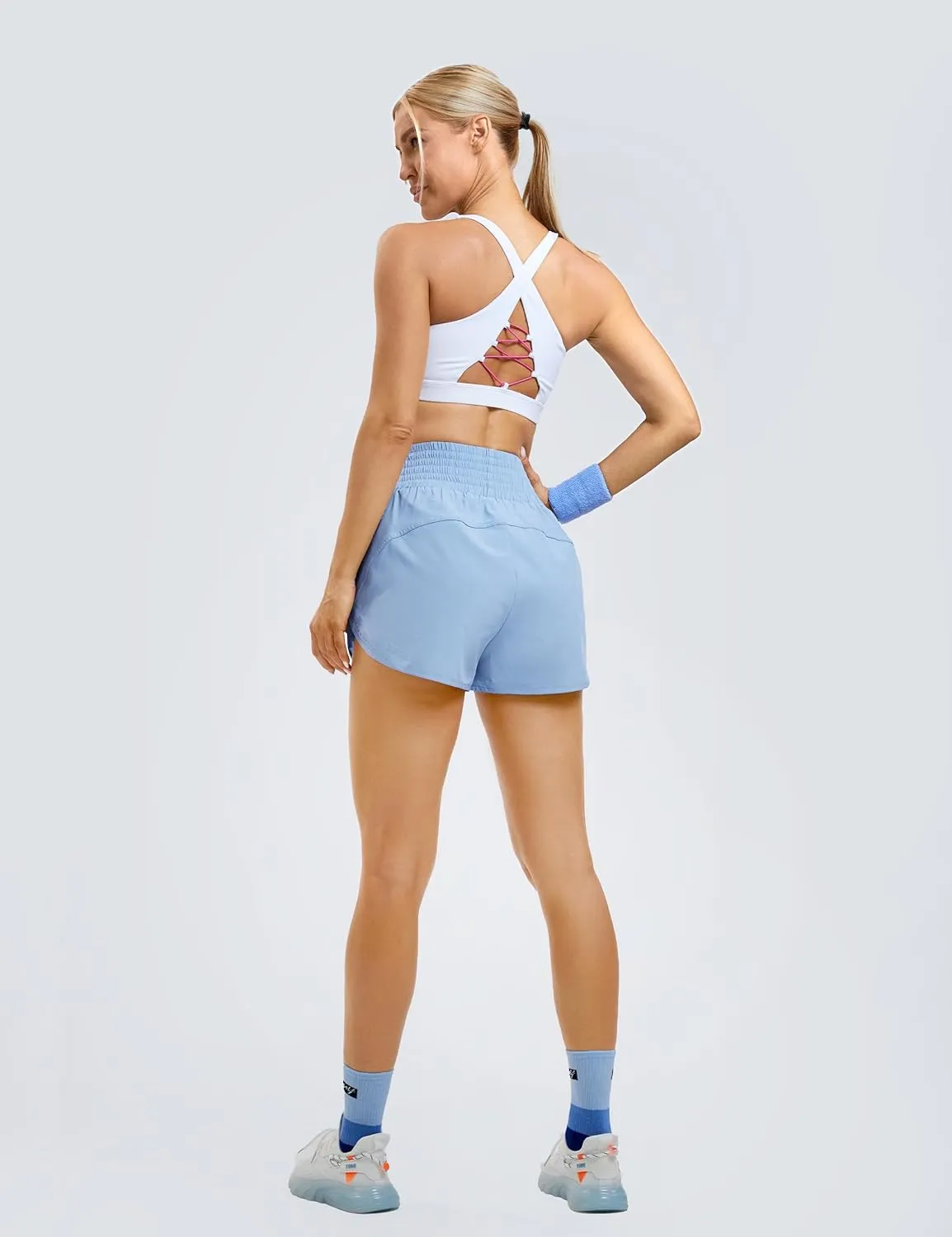 BMJL Womens High Waisted Shorts Athletic Running Short Elastic Quick Dry Gym Workout Shorts