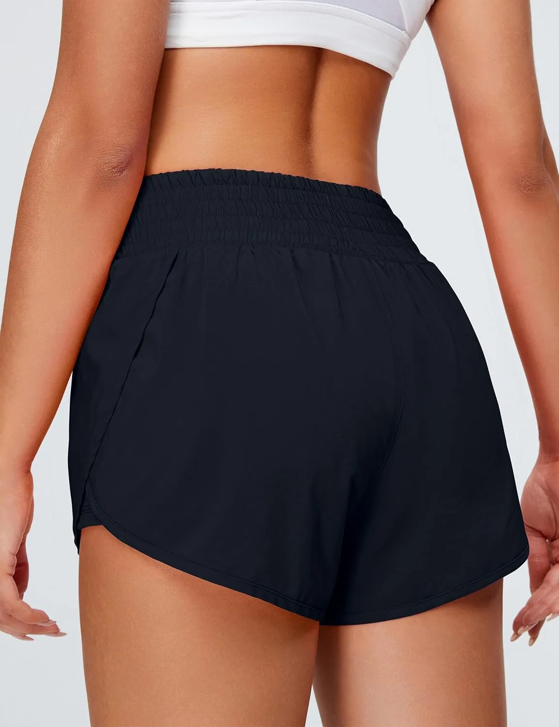 BMJL Womens Running Shorts High Waisted Side Pocket Athletic Shorts High Side Slit 2 in 1 Gym Shorts